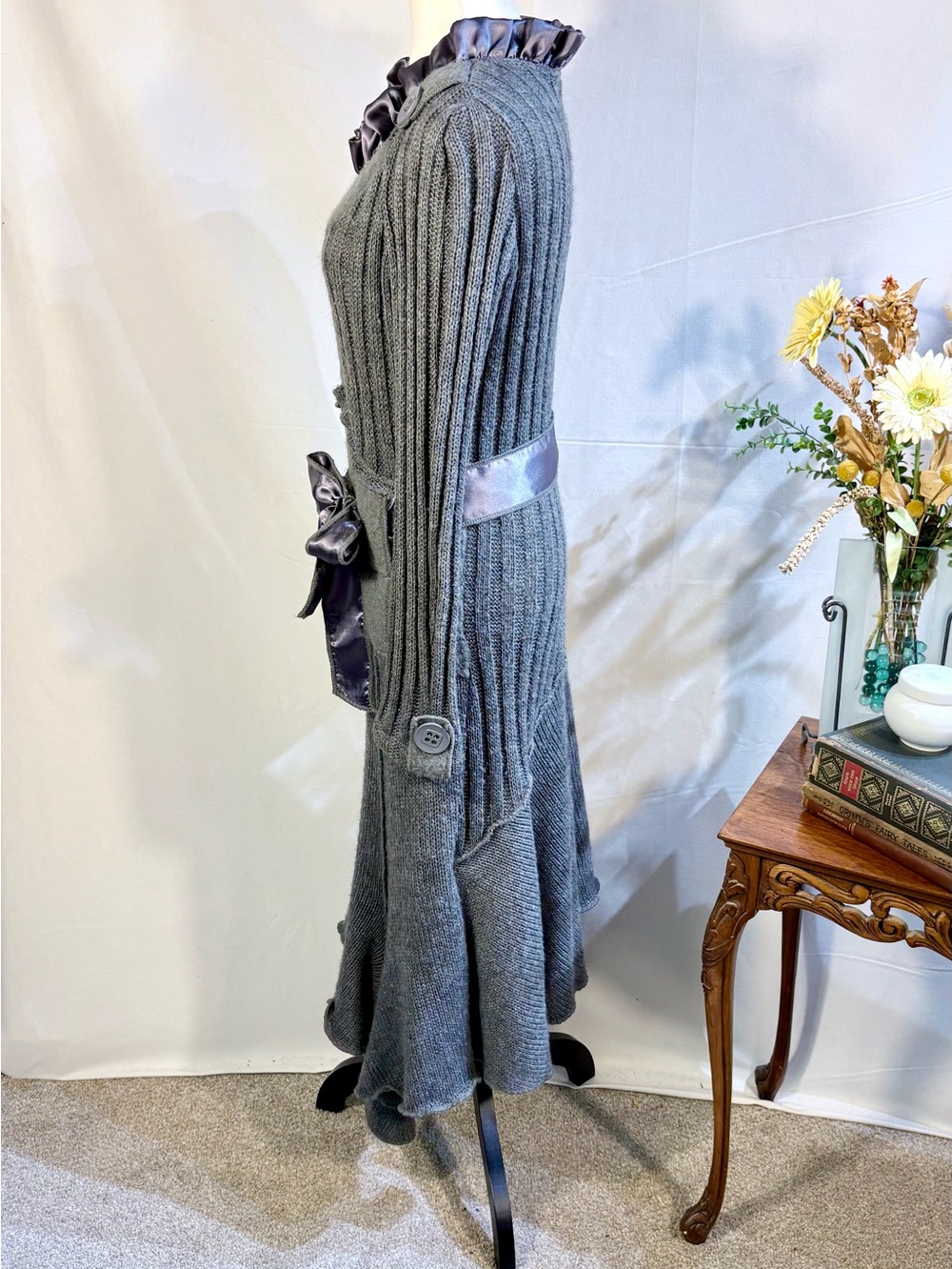 ☀️Vintage Grifflin Paris Mohair Wool Mixed Media Handkerchief Knit Dress L🧡 - Picture 4 of 14